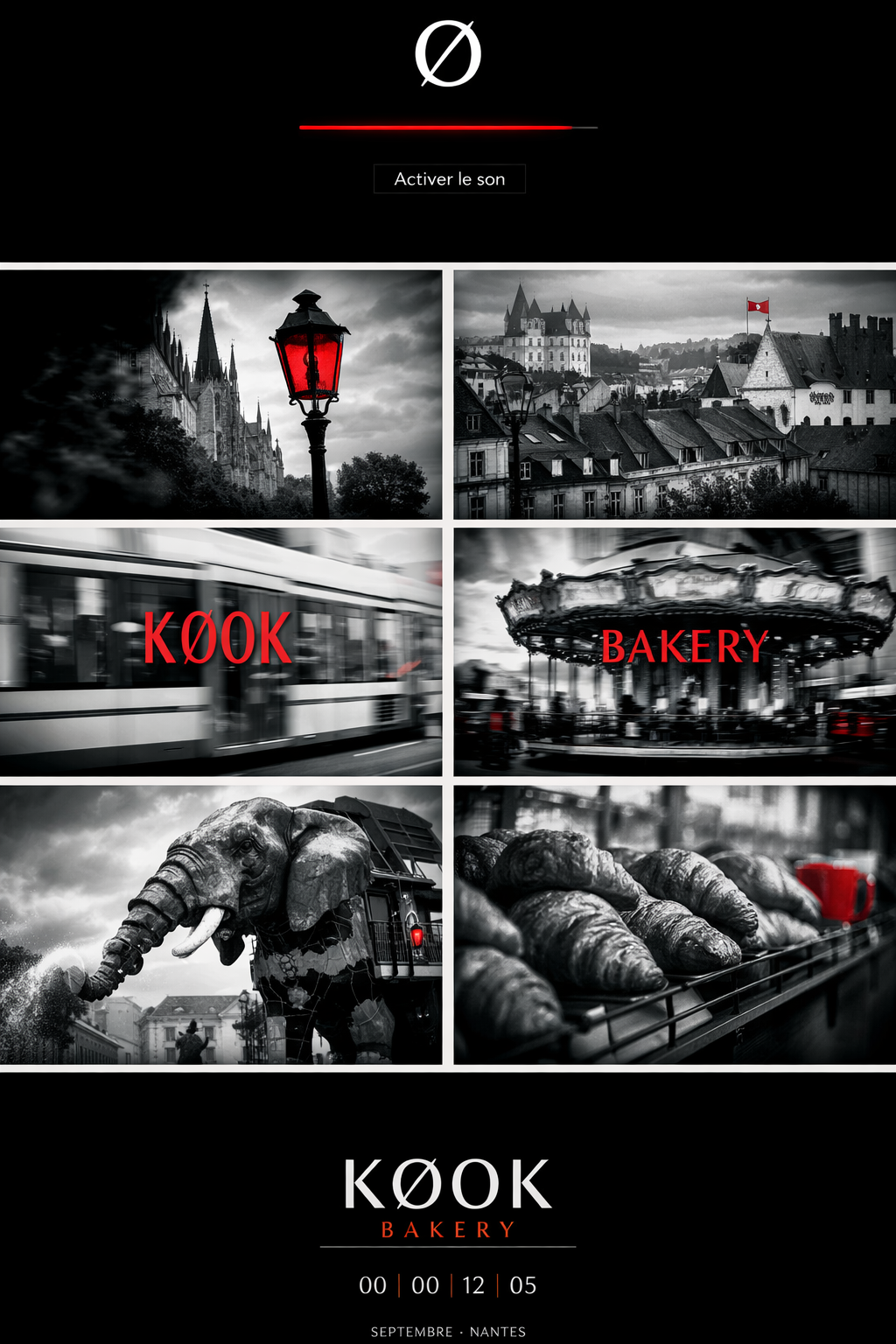 Montage Nantes KØOK en noir et blanc avec accents rouges